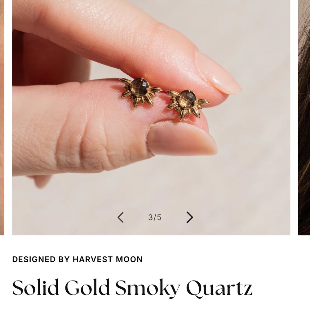 Solid Gold Smoky Quartz Earrings